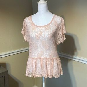 Ransom Pink Lace See Through Top